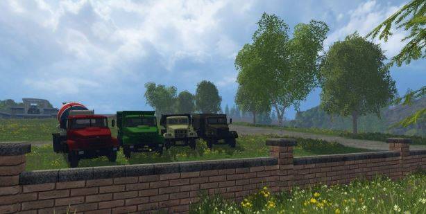 Мод "Пак грузовиков КрАЗ и прицепы v2.0" для Farming Simulator 2015