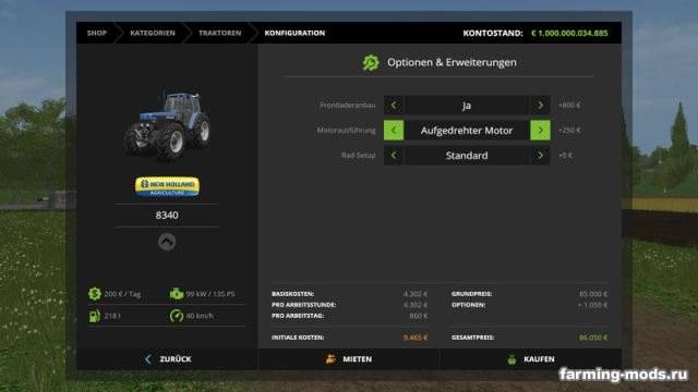 Мод "New Holland 8340 v 1.1.0.0" 