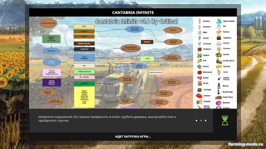 Мод Карта Cantabria Infinita v 1.9 для Farming Simulator 2017