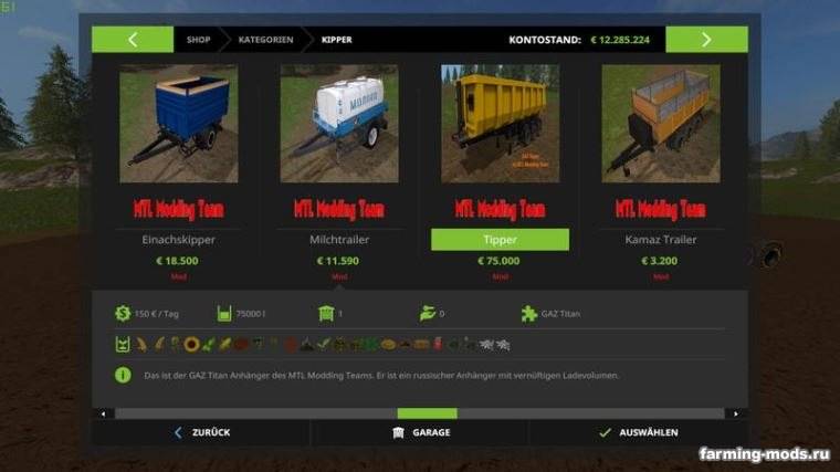 Мод GAZ Titan Modpack v 8.0 для Farming Simulator 2017