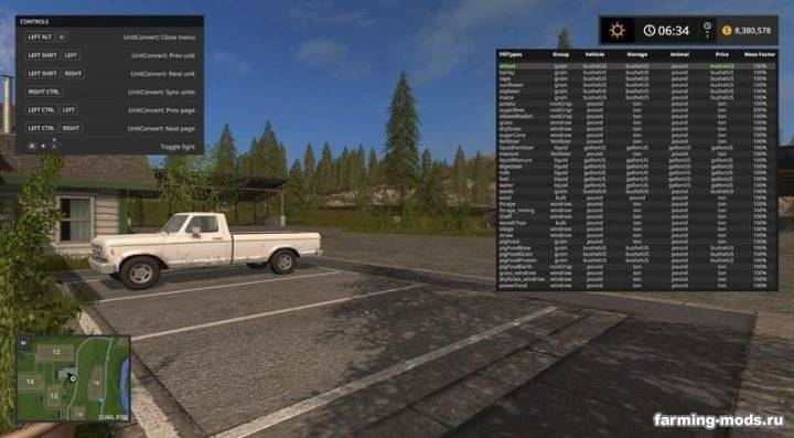Мод Скрипт UnitConvert v 1.2.2.1 для Farming Simulator 2017