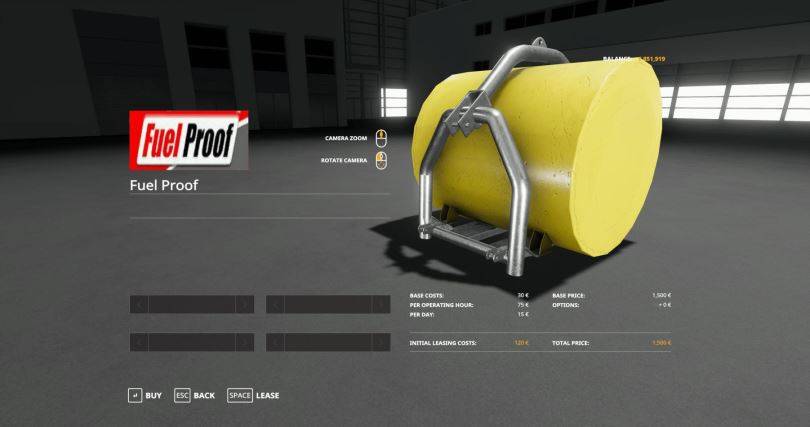 Мод Fuel Proof v 1.0 для Farming Simulator 2019