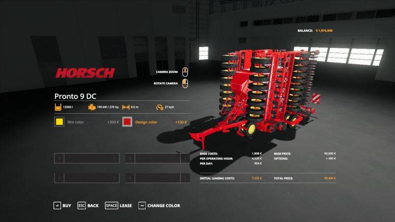 Мод Horsch Pronto 9DC by Stevie v 1.0.0.1 для Farming Simulator 2019