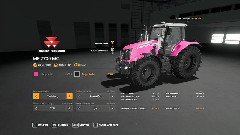 Мод Massey Furgusun 7700 - MultiColor v 1.0 для Farming Simulator 2019