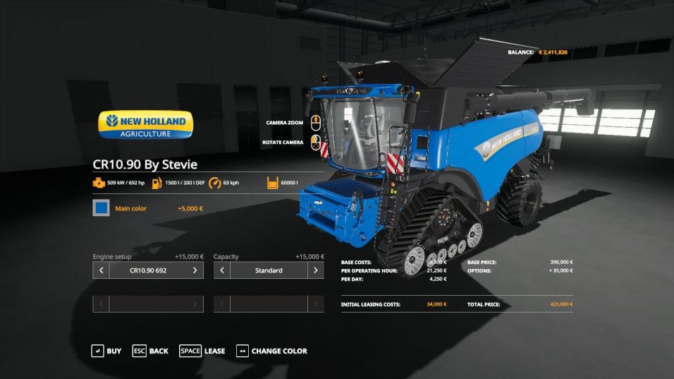 Мод New Holland CR1090 by Stevie v 1.0 для Farming Simulator 2019