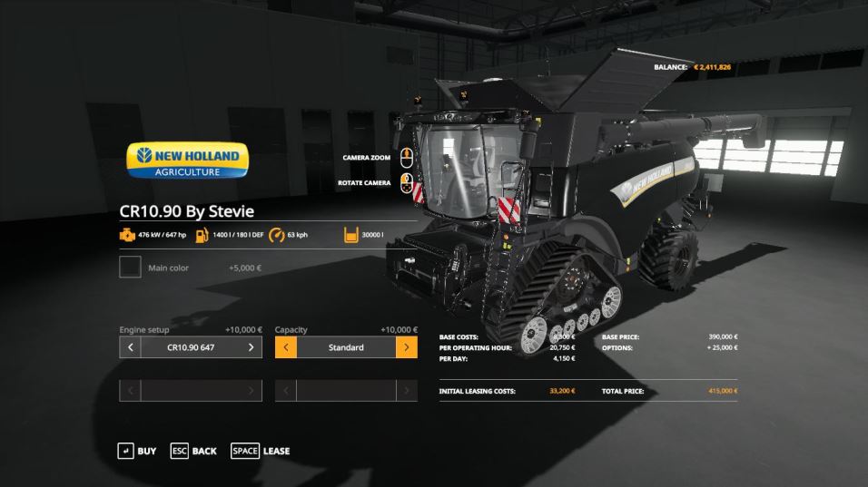 Мод New Holland CR1090 by Stevie v 1.0 для Farming Simulator 2019