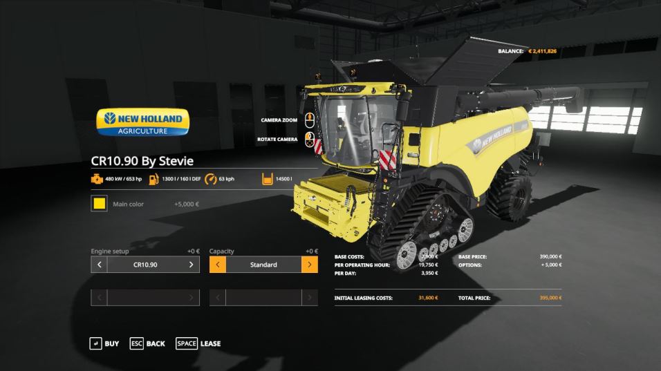 Мод New Holland CR1090 by Stevie v 1.0 для Farming Simulator 2019