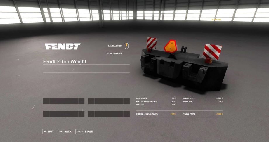 Мод Fendt 2 Tons Weight v 1.0 для Farming Simulator 2019