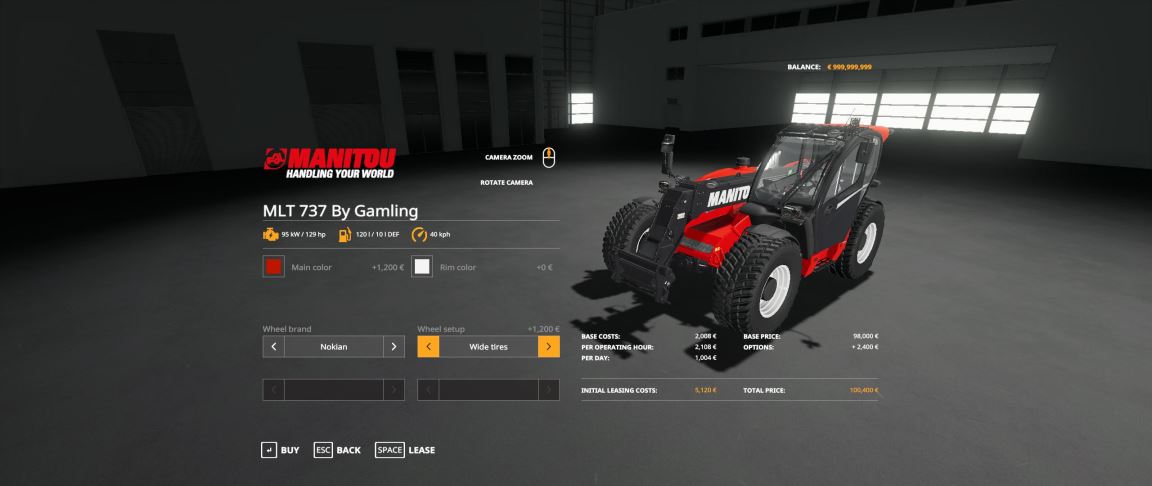 Мод Manitou MLT-737 v 1.0 для Farming Simulator 2019