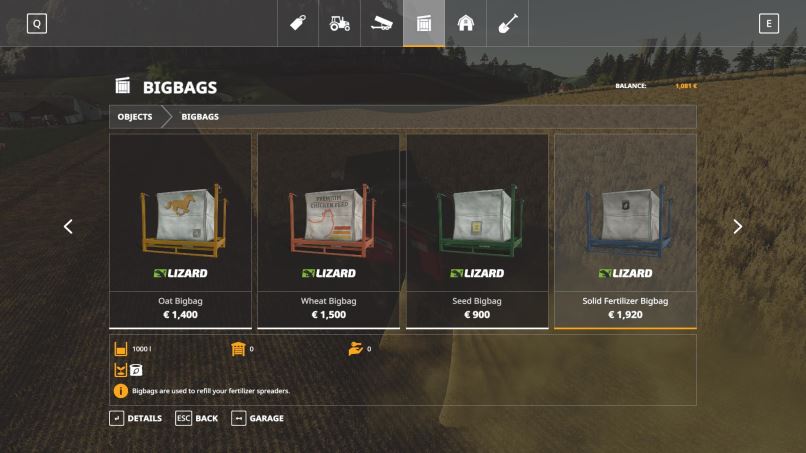 Мод Bigbags and Liquid Pallets v 1.0 для Farming Simulator 2019