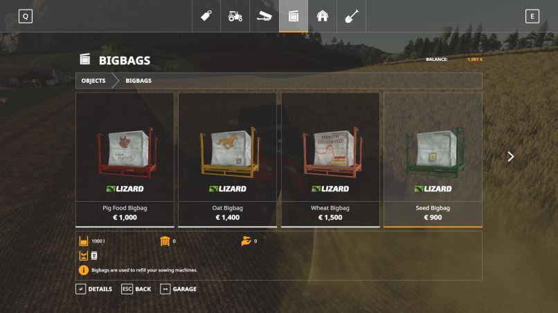 Мод Bigbags and Liquid Pallets v 1.0 для Farming Simulator 2019