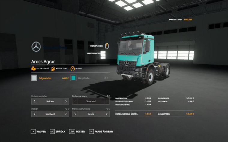 Мод Mercedes Arocs Agrar v 2.0 для Farming Simulator 2019