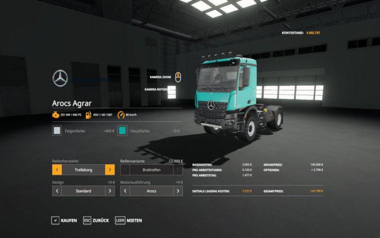 Мод Mercedes Arocs Agrar v 2.0 для Farming Simulator 2019